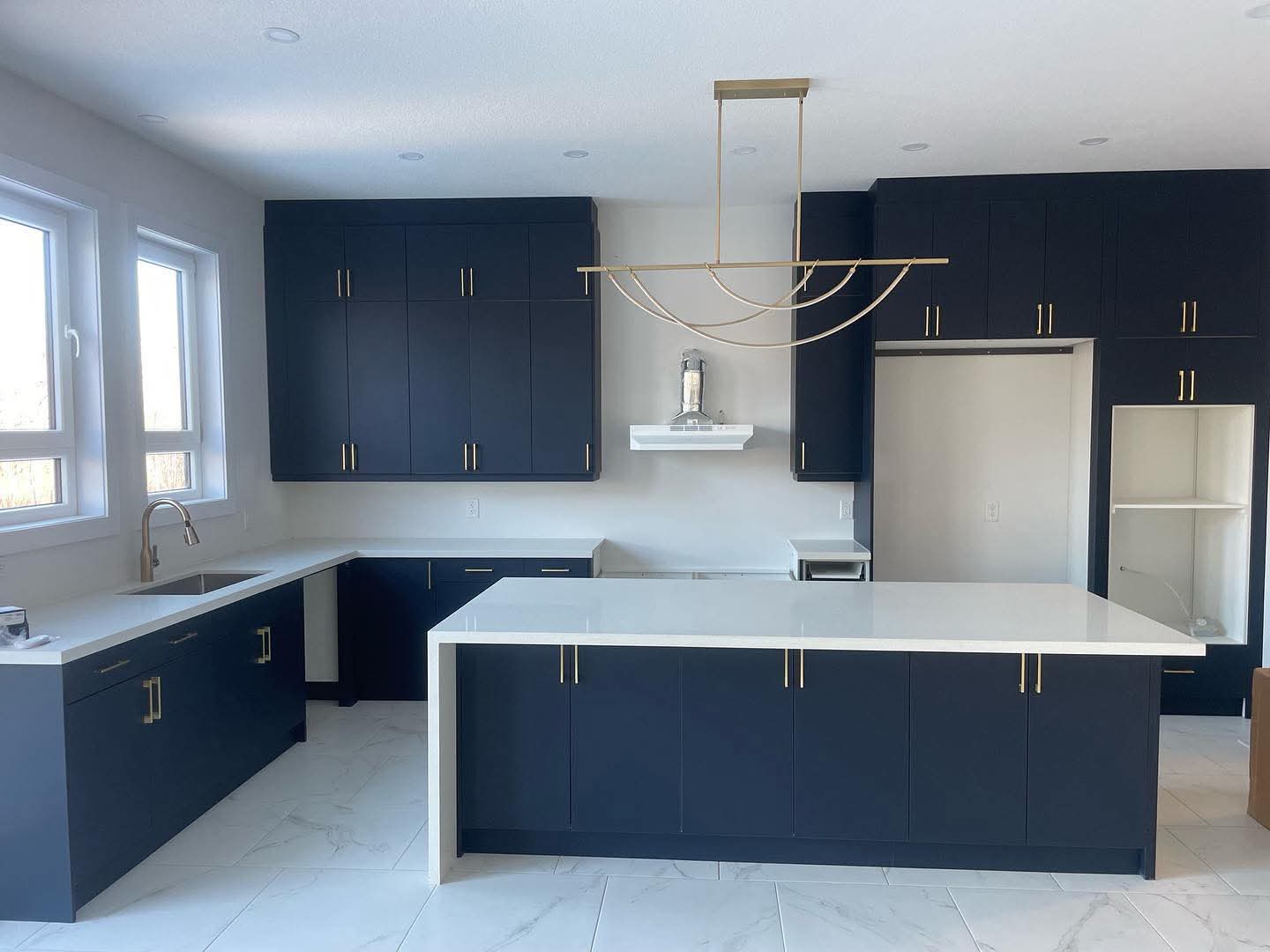 Navy Blue Kitchen — Oakville, ON renovation by Aladdin Contracting